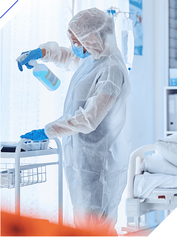 Biohazard team cleaning a medical hospital